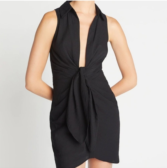 Choosy Dresses & Skirts - Choosy St. Crosby Black Sleeveless Plunging Neckline Shirt Dress Sz 4 NWT